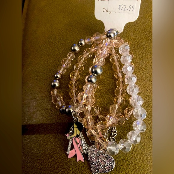 Light Pink Cancer Ribbon Bracelets - Picture 1 of 5